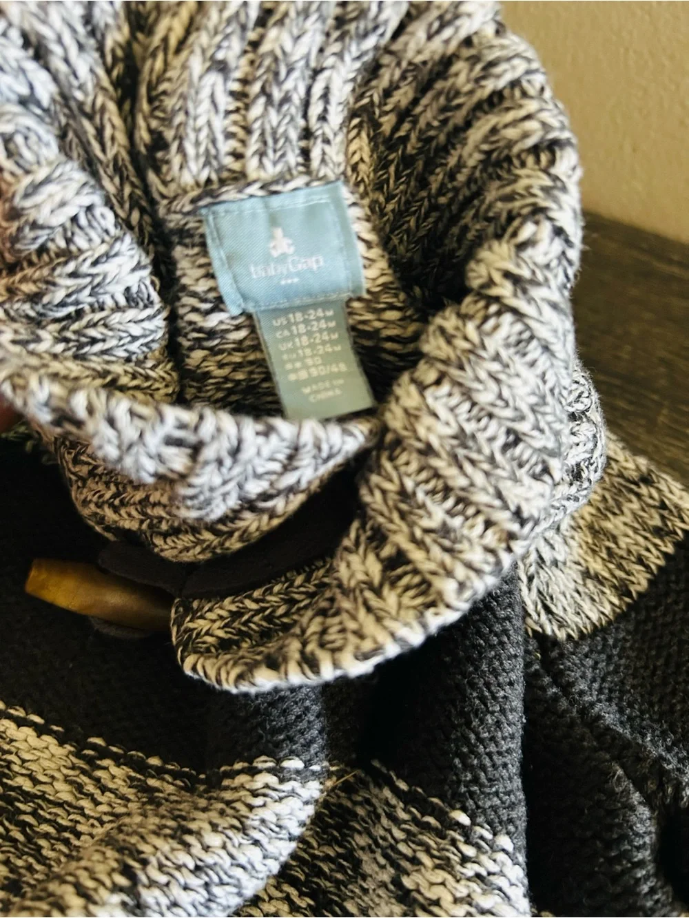 GAP Kids Black & White Sweater with Toggle